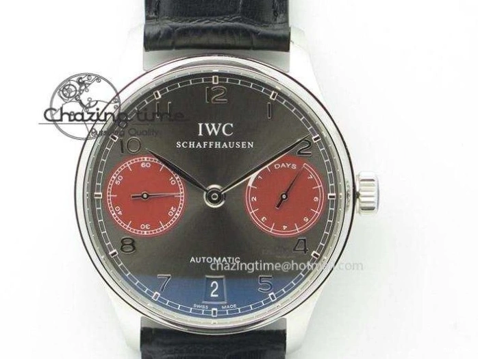 MIROTIME 0406 Portuguese Real PR IW500126 ZF 1:1 Best Edition Grey Red Dial On Black Leather Strap A52010 V Resilient 7333